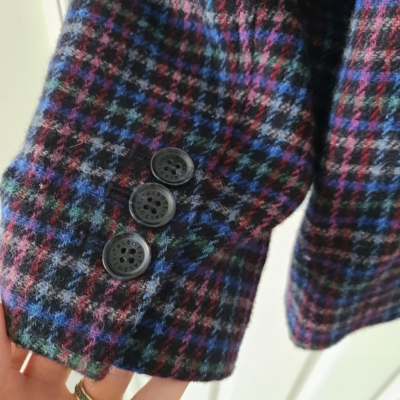 Talbots Mistletoe Plaid Shetland Wool Blazer - Picture 3 of 8